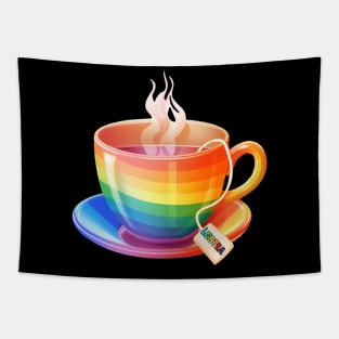 Proud LGBTQ gay pride tea drinker Rainbow Colored Tea Cup LGBTea Tapestry