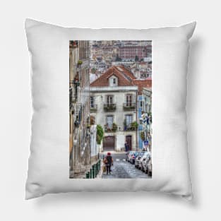 Houses in Bairro Mouraria, Lisbon, Portugal Pillow