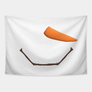 Smiling Snowman Face with Carrot Nose Tapestry