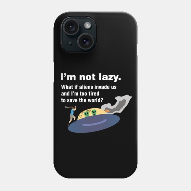 Lazy People Fight Alien UFO Phone Case by NorseTech