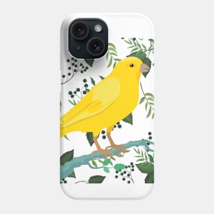 Beautiful Canary in Nature Leaves. Phone Case