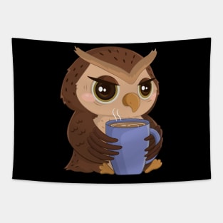 Cute Coffee Owl Tapestry