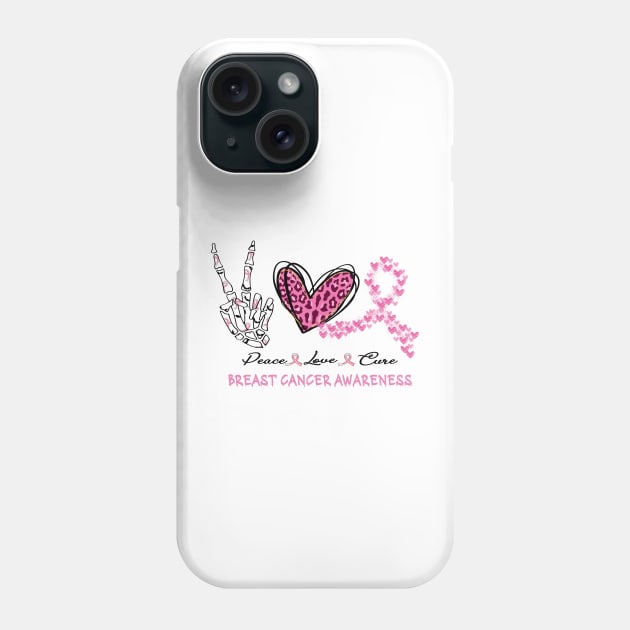 Peace Love Cure Halloween Breast Cancer Shirt Phone Case by TsunamiMommy