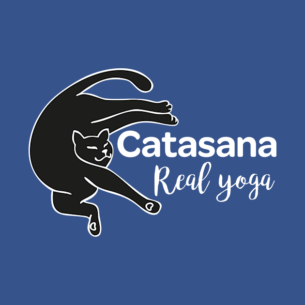 Cat in Catasana pose and REAL YOGA sign by leyaelena