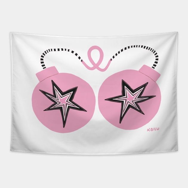 Pink Ribbon Bombs Tapestry by KBILU_Art