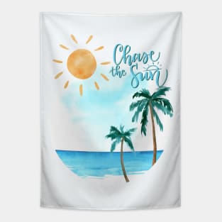 Beach summertime Adventure Explore the world travel lover palm tree sun Tapestry