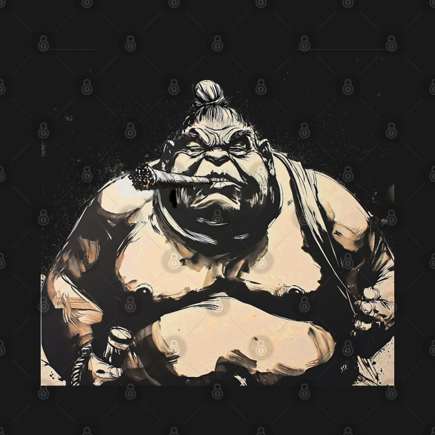 Puff Sumo:  Puff Sumo Smoking a Cigar by Puff Sumo