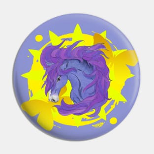 Purple Horse with Yellow Butterflies Pin