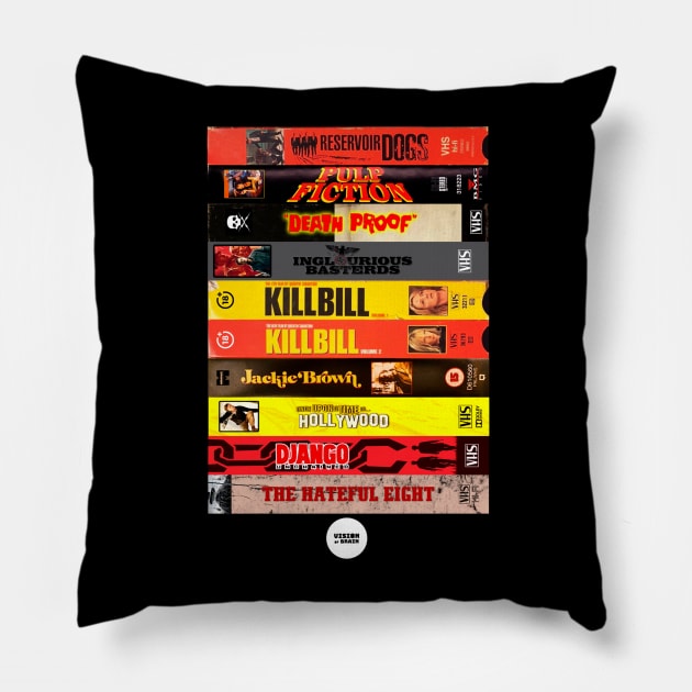 Tarantino VHS stack Pillow by visionofbrain