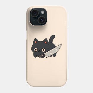 Cute Black Cat With Knife Phone Case