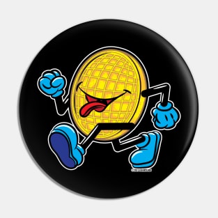 Happy Smiling Waffle Mascot strutting by Pin