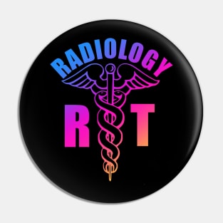 Radiology Technician - Colorful Sunset Caduceus Pin