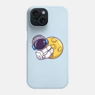 Cute Astronaut Hug Moon With Headphone Cartoon Phone Case