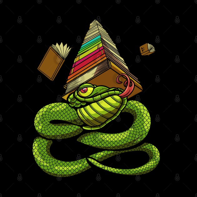 Cartoon snake with pile of books - bookworm by Modern Medieval Design