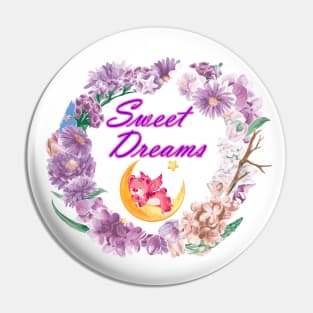 Sweet Dreams Teddy Bear Floral Frame Pin