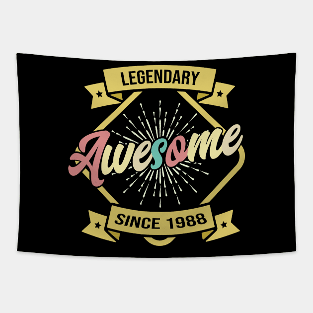 Vintage 1988 Birthday Awesome Retro Vintage Tapestry by HBfunshirts