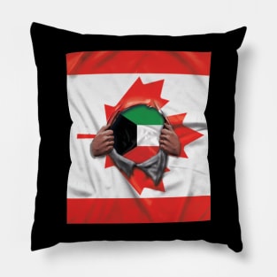 Kuwait Flag Canadian Flag Ripped - Gift for Kuwaiti From Kuwait Pillow