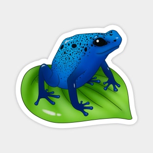 Blue Poison Dart Frog on a Leaf Magnet