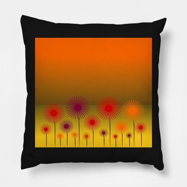 Floral joy in orange and yellow Pillow by cocodes