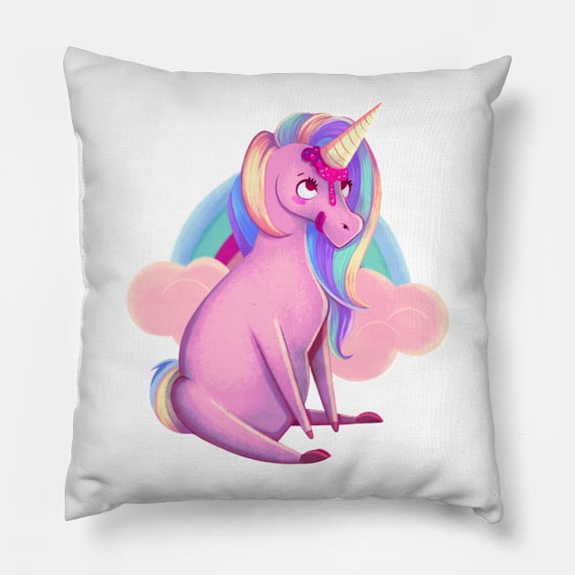 Ice Unicorn - White Pillow by Blanquiurris