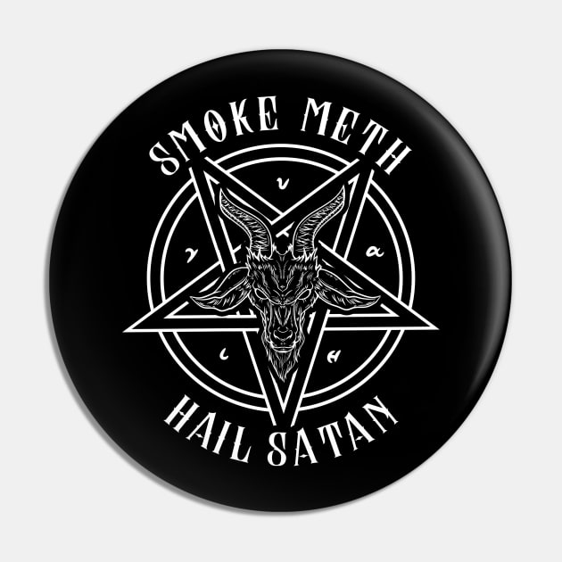 Smoke Meth Hail Satan I Satanic Goat I Baphomet Occult print Pin by biNutz