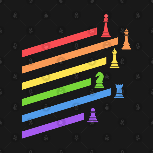 Rainbow Chess Pieces Boardgames Nerd by pixeptional