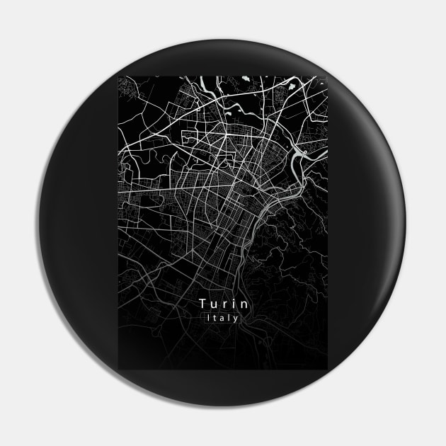 Turin Italy City Map dark Pin by Robin-Niemczyk