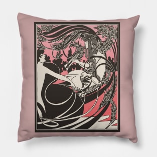 Flute Lady (black on pink) Pillow