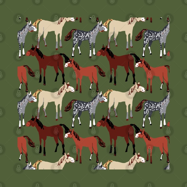Horse pattern green by belettelepink