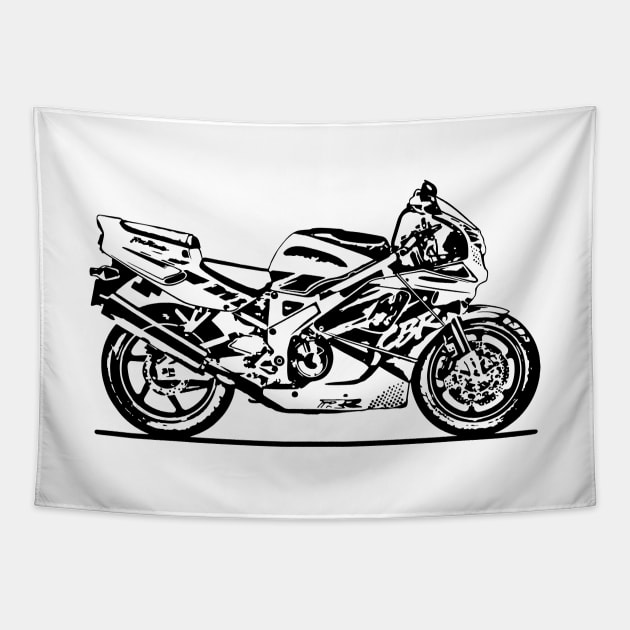 CBR900RR Fireblade Motorcycle Sketch Art Tapestry by DemangDesign