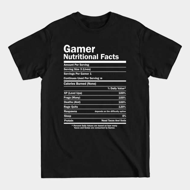 Discover Gamer Nutrition Facts - Gamer Nutrition Facts - T-Shirt