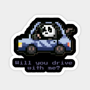 cute panda driving a car pixel art Magnet