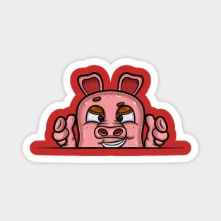 Pig Cartoon With Smug  Face Expression Magnet