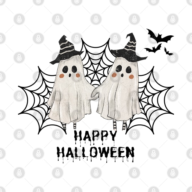 Cute Ghosts Happy Halloween by Budwood Designs