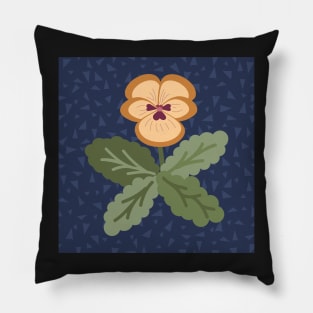 Minimalist pansy flower on classic navy blue Pillow