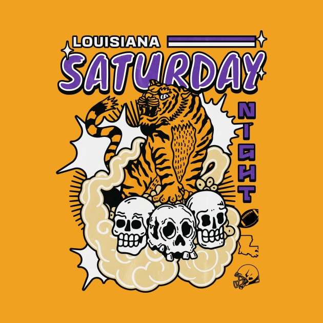 Retro Louisiana Saturday Night Manga Style Purple and Gold by SLAG_Creative