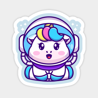 Cute baby unicorn wearing an astronaut suit, cartoon character Magnet