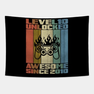 Level 10 Unlocked Birthday 10 Years Old Awesome Since 2010 Tapestry