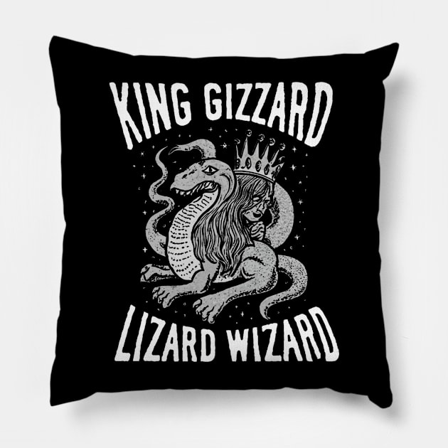 The King Gizard And Wizard Lizard Pillow by Aldrvnd