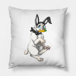 Bobtail BunnyCat: Cream Point (Black) Pillow