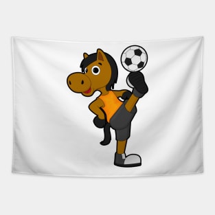 Horse as Soccer player with Soccer ball Tapestry