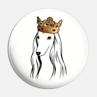 Afghan Hound Dog King Queen Wearing Crown Pin