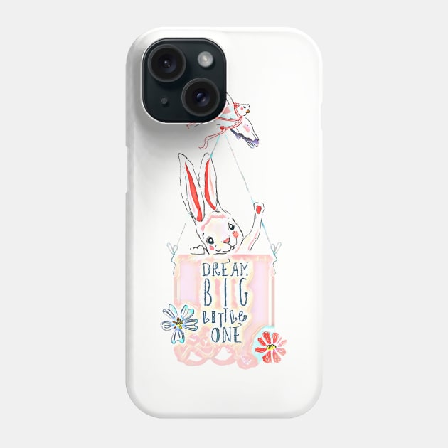 Dream Big Little One (bunny and dove) Phone Case by PersianFMts