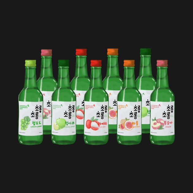 Soju Bottles drink korean aesthetics graphics illustration by nanaminhae