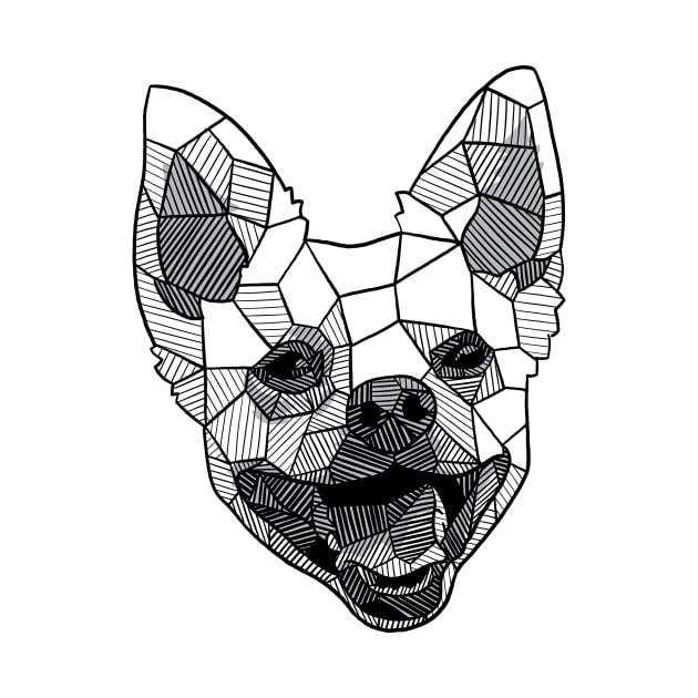 Cute Happy Mutt Geometric Sketch by polliadesign