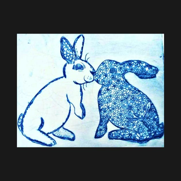 Sweet Kissing Bunnies by YollieBeeArt