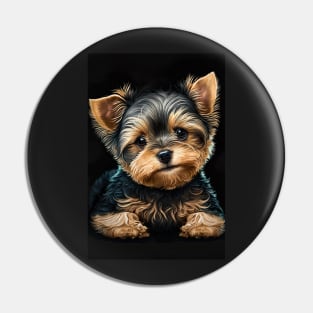 Super Cute Yorkshire Terrier Puppy Portrait Pin