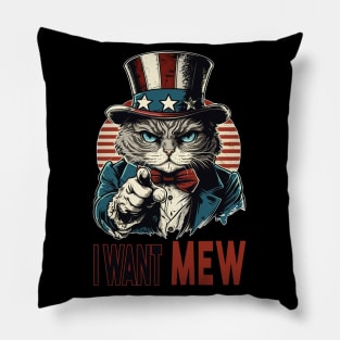 I Want Mew - Patriotic American Pride Cat Pillow