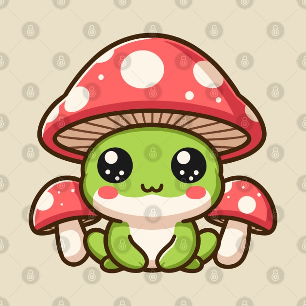 Cute Mushroom Headed Frog With Mushrooms Kawaii Toad Lover by Cuteness Klub