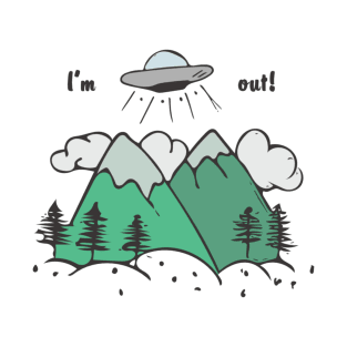 Hand Drawn Illustrations I'm Out UFO Alien Abduction Gift T-Shirt